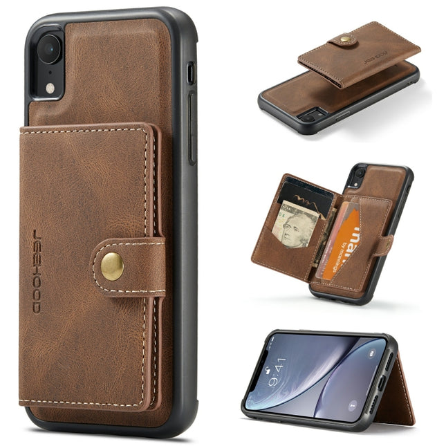 JEEHOOD Retro Magnetic Detachable Protective Case with Wallet & Card Slot & Holder For iPhone XR(Brown)-garmade.com