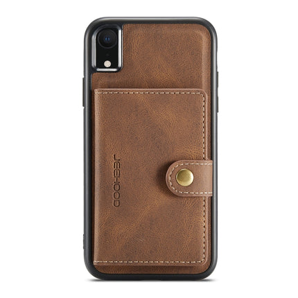 JEEHOOD Retro Magnetic Detachable Protective Case with Wallet & Card Slot & Holder For iPhone XR(Brown)-garmade.com