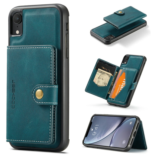 JEEHOOD Retro Magnetic Detachable Protective Case with Wallet & Card Slot & Holder For iPhone XR(Blue)-garmade.com