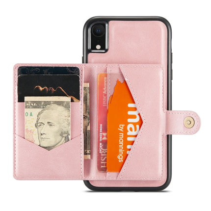 JEEHOOD Retro Magnetic Detachable Protective Case with Wallet & Card Slot & Holder For iPhone XR(Pink)-garmade.com