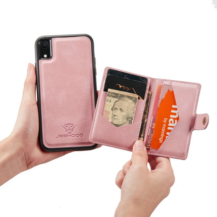 JEEHOOD Retro Magnetic Detachable Protective Case with Wallet & Card Slot & Holder For iPhone XR(Pink)-garmade.com
