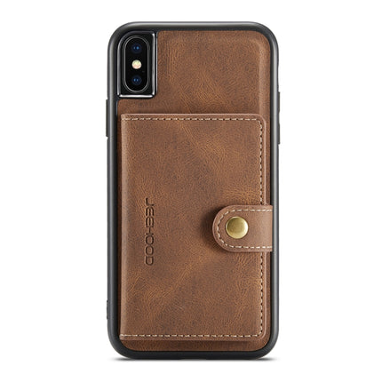 JEEHOOD Retro Magnetic Detachable Protective Case with Wallet & Card Slot & Holder For iPhone XS Max(Brown)-garmade.com