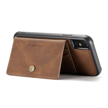 JEEHOOD Retro Magnetic Detachable Protective Case with Wallet & Card Slot & Holder For iPhone XS Max(Brown)-garmade.com
