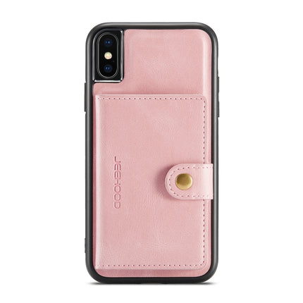 JEEHOOD Retro Magnetic Detachable Protective Case with Wallet & Card Slot & Holder For iPhone XS Max(Pink)-garmade.com