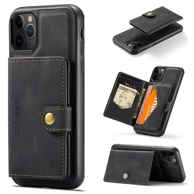 JEEHOOD Retro Magnetic Detachable Protective Case with Wallet & Card Slot & Holder For iPhone 11 Pro(Black)-garmade.com