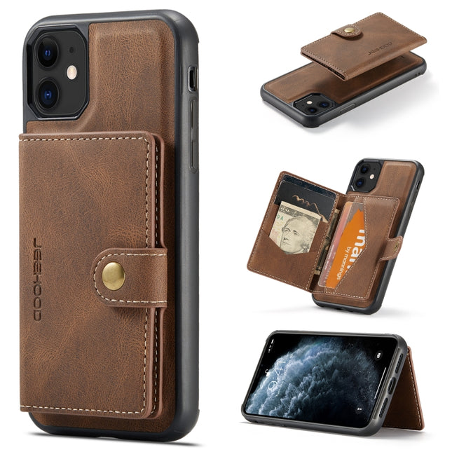 JEEHOOD Retro Magnetic Detachable Protective Case with Wallet & Card Slot & Holder For iPhone 11(Brown)-garmade.com