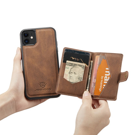 JEEHOOD Retro Magnetic Detachable Protective Case with Wallet & Card Slot & Holder For iPhone 11(Brown)-garmade.com
