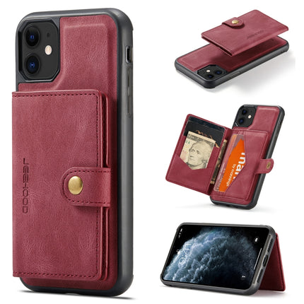 JEEHOOD Retro Magnetic Detachable Protective Case with Wallet & Card Slot & Holder For iPhone 11(Red)-garmade.com