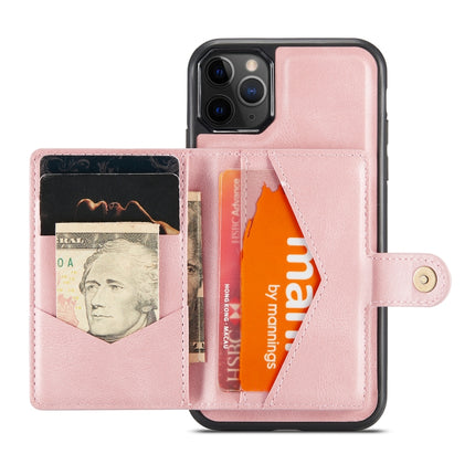 JEEHOOD Retro Magnetic Detachable Protective Case with Wallet & Card Slot & Holder For iPhone 11 Pro Max(Pink)-garmade.com