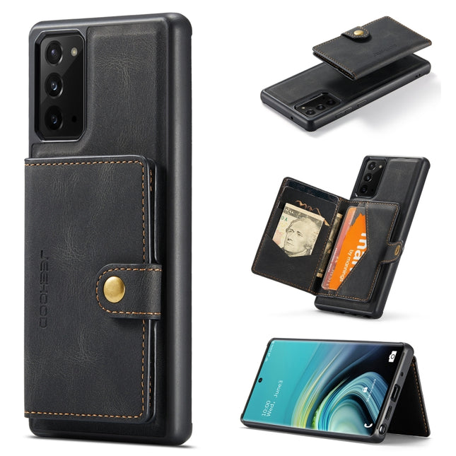 For Samsung Galaxy Note20 JEEHOOD Retro Magnetic Detachable Protective Case with Wallet & Card Slot & Holder(Black)-garmade.com