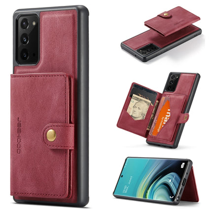 For Samsung Galaxy Note20 JEEHOOD Retro Magnetic Detachable Protective Case with Wallet & Card Slot & Holder(Red)-garmade.com