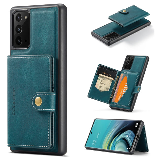 For Samsung Galaxy Note20 JEEHOOD Retro Magnetic Detachable Protective Case with Wallet & Card Slot & Holder(Blue)-garmade.com
