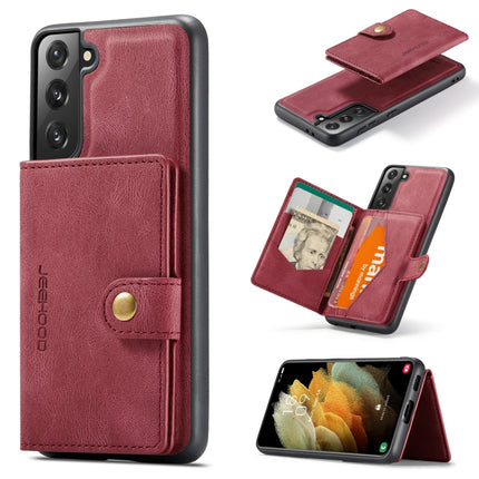 For Samsung Galaxy S21 5G JEEHOOD Retro Magnetic Detachable Protective Case with Wallet & Card Slot & Holder(Red)-garmade.com