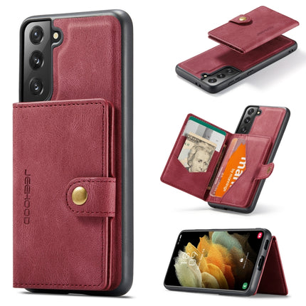 For Samsung Galaxy S21+ 5G JEEHOOD Retro Magnetic Detachable Protective Case with Wallet & Card Slot & Holder(Red)-garmade.com