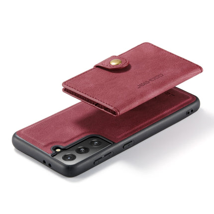 For Samsung Galaxy S21+ 5G JEEHOOD Retro Magnetic Detachable Protective Case with Wallet & Card Slot & Holder(Red)-garmade.com