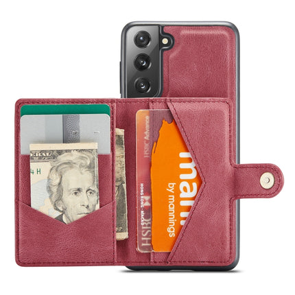 For Samsung Galaxy S21+ 5G JEEHOOD Retro Magnetic Detachable Protective Case with Wallet & Card Slot & Holder(Red)-garmade.com