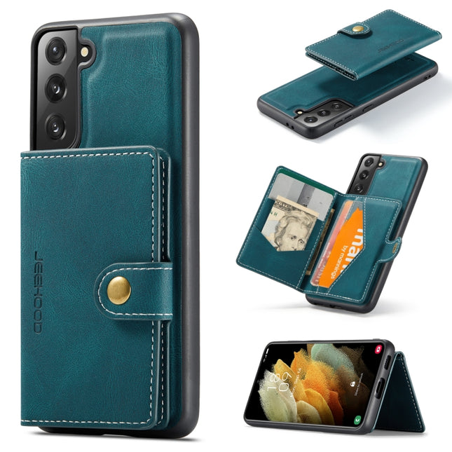For Samsung Galaxy S21+ 5G JEEHOOD Retro Magnetic Detachable Protective Case with Wallet & Card Slot & Holder(Blue)-garmade.com