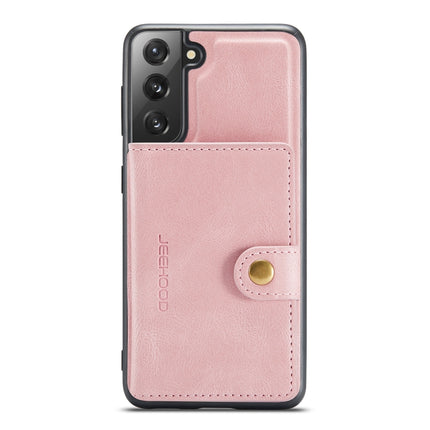 For Samsung Galaxy S21+ 5G JEEHOOD Retro Magnetic Detachable Protective Case with Wallet & Card Slot & Holder(Pink)-garmade.com