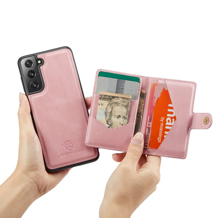 For Samsung Galaxy S21+ 5G JEEHOOD Retro Magnetic Detachable Protective Case with Wallet & Card Slot & Holder(Pink)-garmade.com