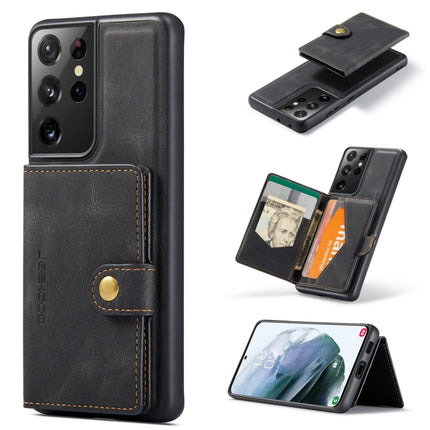 For Samsung Galaxy S21 Ultra 5G JEEHOOD Retro Magnetic Detachable Protective Case with Wallet & Card Slot & Holder(Black)-garmade.com