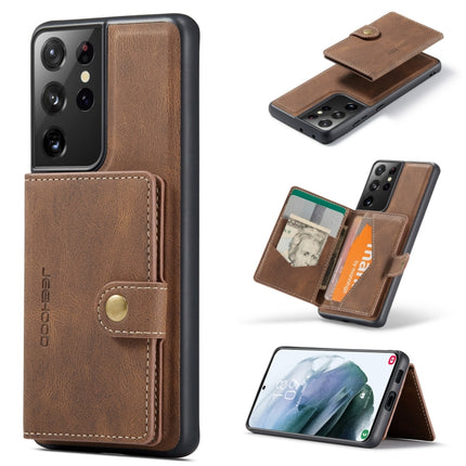 For Samsung Galaxy S21 Ultra 5G JEEHOOD Retro Magnetic Detachable Protective Case with Wallet & Card Slot & Holder(Brown)-garmade.com