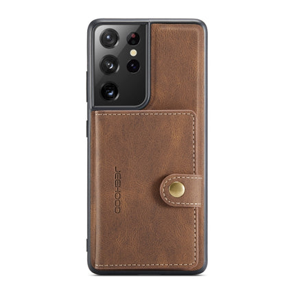 For Samsung Galaxy S21 Ultra 5G JEEHOOD Retro Magnetic Detachable Protective Case with Wallet & Card Slot & Holder(Brown)-garmade.com