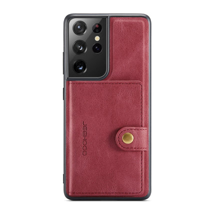 For Samsung Galaxy S21 Ultra 5G JEEHOOD Retro Magnetic Detachable Protective Case with Wallet & Card Slot & Holder(Red)-garmade.com