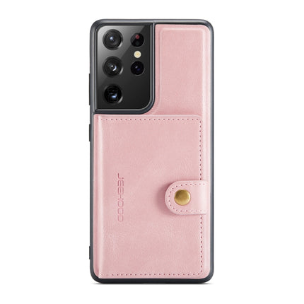 For Samsung Galaxy S21 Ultra 5G JEEHOOD Retro Magnetic Detachable Protective Case with Wallet & Card Slot & Holder(Pink)-garmade.com