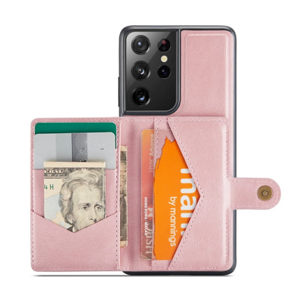 For Samsung Galaxy S21 Ultra 5G JEEHOOD Retro Magnetic Detachable Protective Case with Wallet & Card Slot & Holder(Pink)-garmade.com