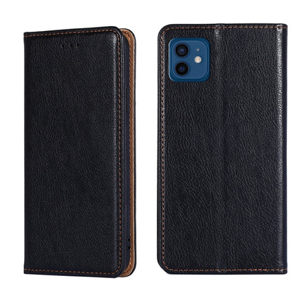 For iPhone 12 / 12 Pro PU + TPU Gloss Oil Solid Color Magnetic Horizontal Flip Leather Case with Holder & Card Slot & Wallet(Black)-garmade.com