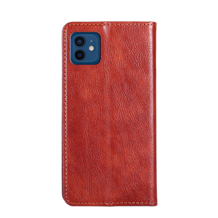 For iPhone 12 / 12 Pro PU + TPU Gloss Oil Solid Color Magnetic Horizontal Flip Leather Case with Holder & Card Slot & Wallet(Brown)-garmade.com