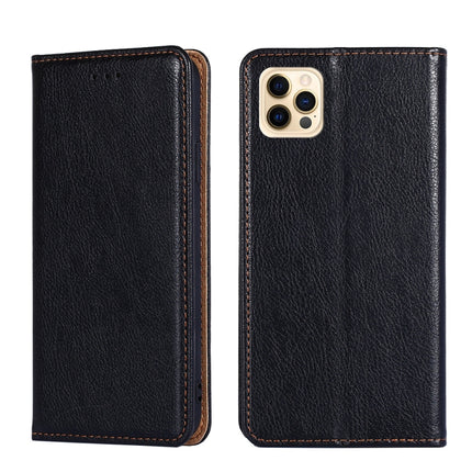 For iPhone 12 Pro Max PU + TPU Gloss Oil Solid Color Magnetic Horizontal Flip Leather Case with Holder & Card Slot & Wallet(Black)-garmade.com