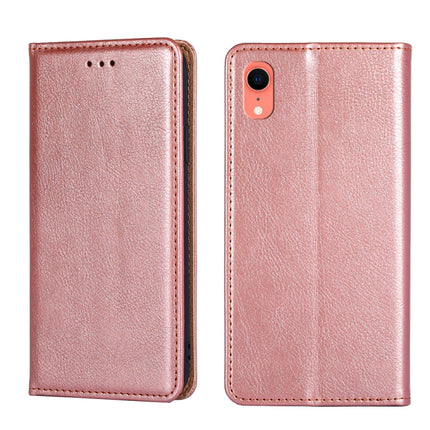 For iPhone XR PU + TPU Gloss Oil Solid Color Magnetic Horizontal Flip Leather Case with Holder & Card Slot & Wallet(Gold)-garmade.com