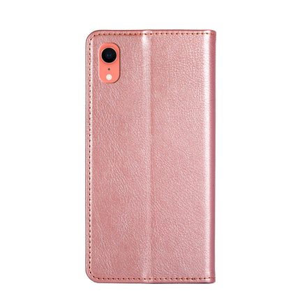 For iPhone XR PU + TPU Gloss Oil Solid Color Magnetic Horizontal Flip Leather Case with Holder & Card Slot & Wallet(Gold)-garmade.com