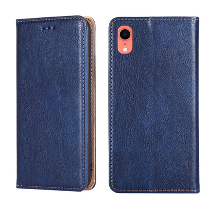 For iPhone XR PU + TPU Gloss Oil Solid Color Magnetic Horizontal Flip Leather Case with Holder & Card Slot & Wallet(Blue)-garmade.com
