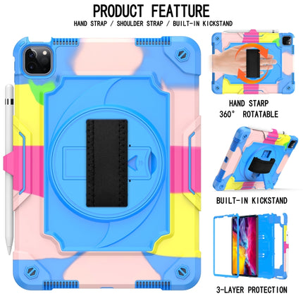 360 Degree Rotation Turntable Contrast Color Robot Shockproof Silicone + PC Protective Case with Holder For iPad Air 2022 / 2020 10.9 / Pro 11 (2020)(Colorful + Blue)-garmade.com
