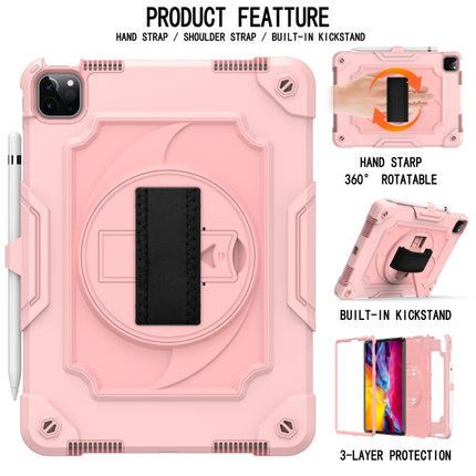 360 Degree Rotation Turntable Contrast Color Robot Shockproof Silicone + PC Protective Case with Holder For iPad Air 2022 / 2020 10.9 / Pro 11 (2020)(Rose Gold)-garmade.com