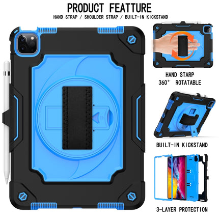 360 Degree Rotation Turntable Contrast Color Robot Shockproof Silicone + PC Protective Case with Holder For iPad Air 2022 / 2020 10.9 / Pro 11 (2020)(Black + Blue)-garmade.com