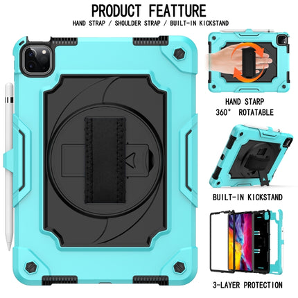 360 Degree Rotation Turntable Contrast Color Robot Shockproof Silicone + PC Protective Case with Holder For iPad Air 2022 / 2020 10.9 / Pro 11 (2020)(Mint Green + Black)-garmade.com