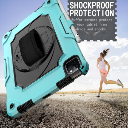 360 Degree Rotation Turntable Contrast Color Robot Shockproof Silicone + PC Protective Case with Holder For iPad Air 2022 / 2020 10.9 / Pro 11 (2020)(Mint Green + Black)-garmade.com