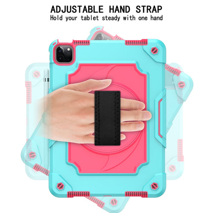 360 Degree Rotation Turntable Contrast Color Robot Shockproof Silicone + PC Protective Case with Holder For iPad Air 2022 / 2020 10.9 / Pro 11 (2020)(Mint Green + Rose Red)-garmade.com