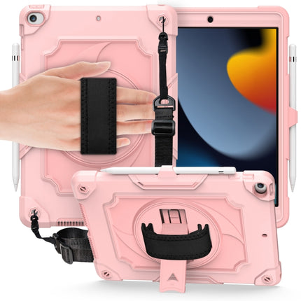 360 Degree Rotation Turntable Contrast Color Robot Shockproof Silicone + PC Protective Case with Holder For iPad 10.2 / 10.2 (2020) / Pro 10.5(Rose Gold)-garmade.com