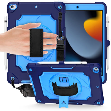 360 Degree Rotation Turntable Contrast Color Robot Shockproof Silicone + PC Protective Case with Holder For iPad 10.2 / 10.2 (2020) / Pro 10.5(Navy Blue + Blue)-garmade.com
