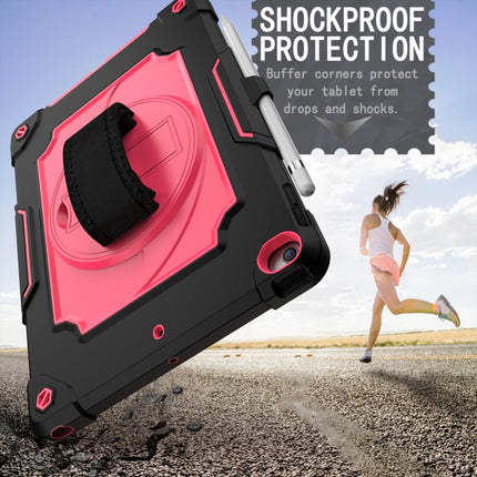360 Degree Rotation Turntable Contrast Color Robot Shockproof Silicone + PC Protective Case with Holder For iPad 10.2 / 10.2 (2020) / Pro 10.5(Black + Rose Red)-garmade.com