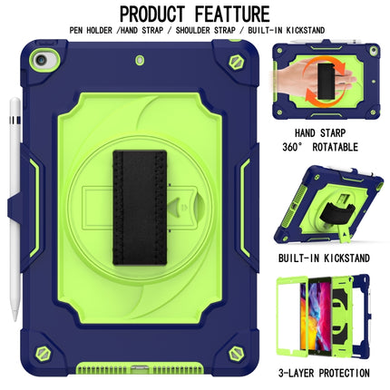 360 Degree Rotation Turntable Contrast Color Robot Shockproof Silicone + PC Protective Case with Holder For iPad 10.2 / 10.2 (2020) / Pro 10.5(Navy Blue + Yellow Green)-garmade.com