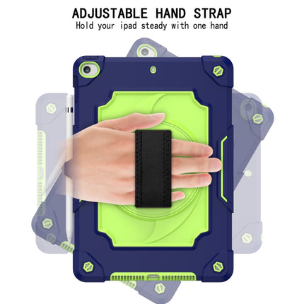 360 Degree Rotation Turntable Contrast Color Robot Shockproof Silicone + PC Protective Case with Holder For iPad 10.2 / 10.2 (2020) / Pro 10.5(Navy Blue + Yellow Green)-garmade.com