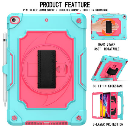360 Degree Rotation Turntable Contrast Color Robot Shockproof Silicone + PC Protective Case with Holder For iPad 10.2 / 10.2 (2020) / Pro 10.5(Mint Green + Rose Red)-garmade.com