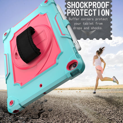 360 Degree Rotation Turntable Contrast Color Robot Shockproof Silicone + PC Protective Case with Holder For iPad 10.2 / 10.2 (2020) / Pro 10.5(Mint Green + Rose Red)-garmade.com