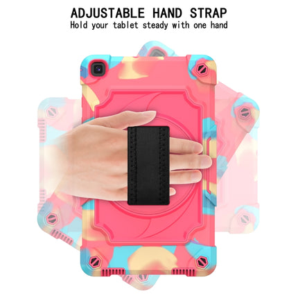 For Samsung Tab A 8.0 (2019)/T290 360 Degree Rotation Turntable Contrast Color Robot Shockproof Silicone + PC Protective Case with Holder(Colorful + Rose Red)-garmade.com