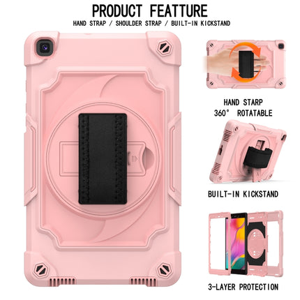 For Samsung Tab A 8.0 (2019)/T290 360 Degree Rotation Turntable Contrast Color Robot Shockproof Silicone + PC Protective Case with Holder(Rose Gold)-garmade.com